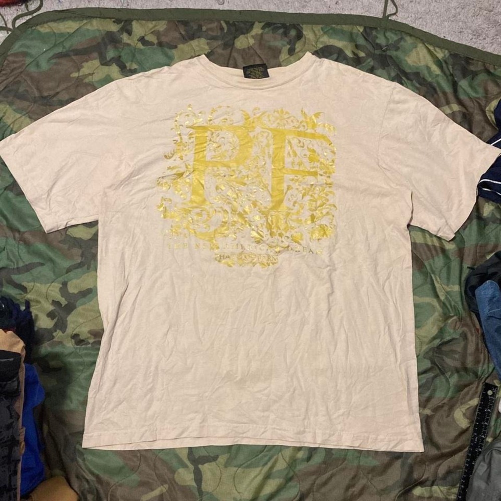 Phat farm vtg y2k graphic tee gold baggy‎ fit hip hop size 3XL/25